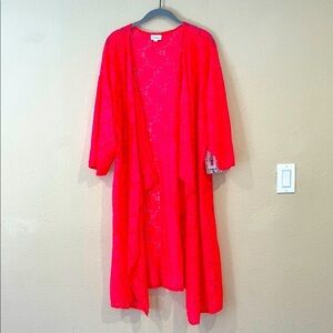 NEW WITH TAGS Women’s LULAROE Shirley soft stretchy Lace open front cardi top L